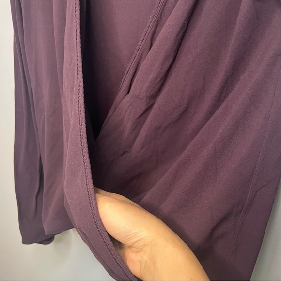 Elegant Long Sleeve Wrap Top - Purple - Picture 4 of 5